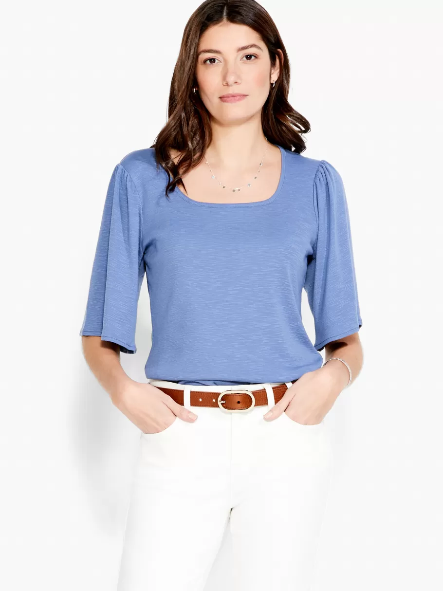 NIC+ZOE Nzt Square Neck Flutter Sleeve Tee^Women Knit Tops + Tees