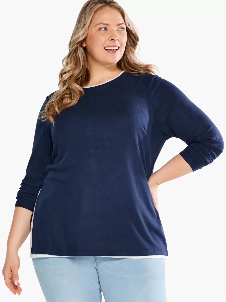 NIC+ZOE Nzt Sweet Dreams Long Sleeve Double Layer Tee^Women Knit Tops + Tees