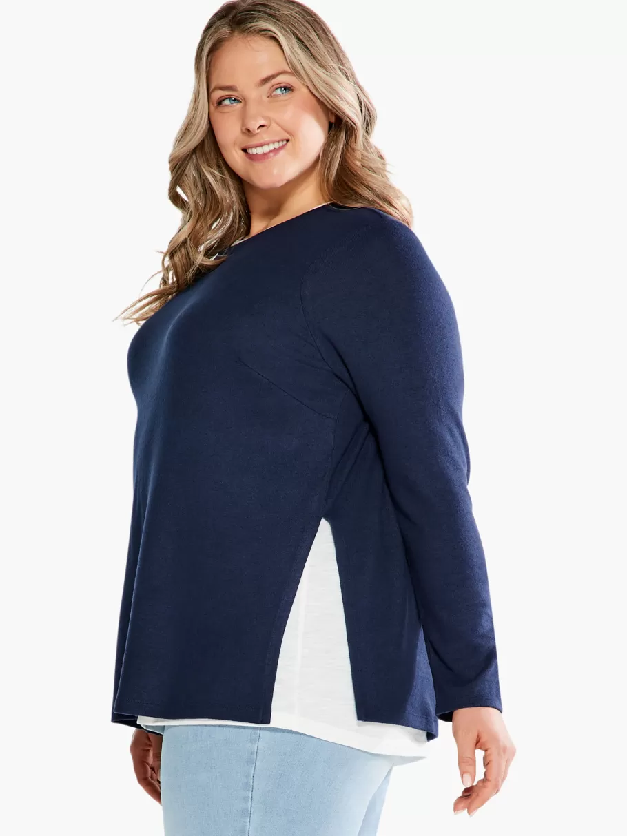 NIC+ZOE Nzt Sweet Dreams Long Sleeve Double Layer Tee^Women Knit Tops + Tees