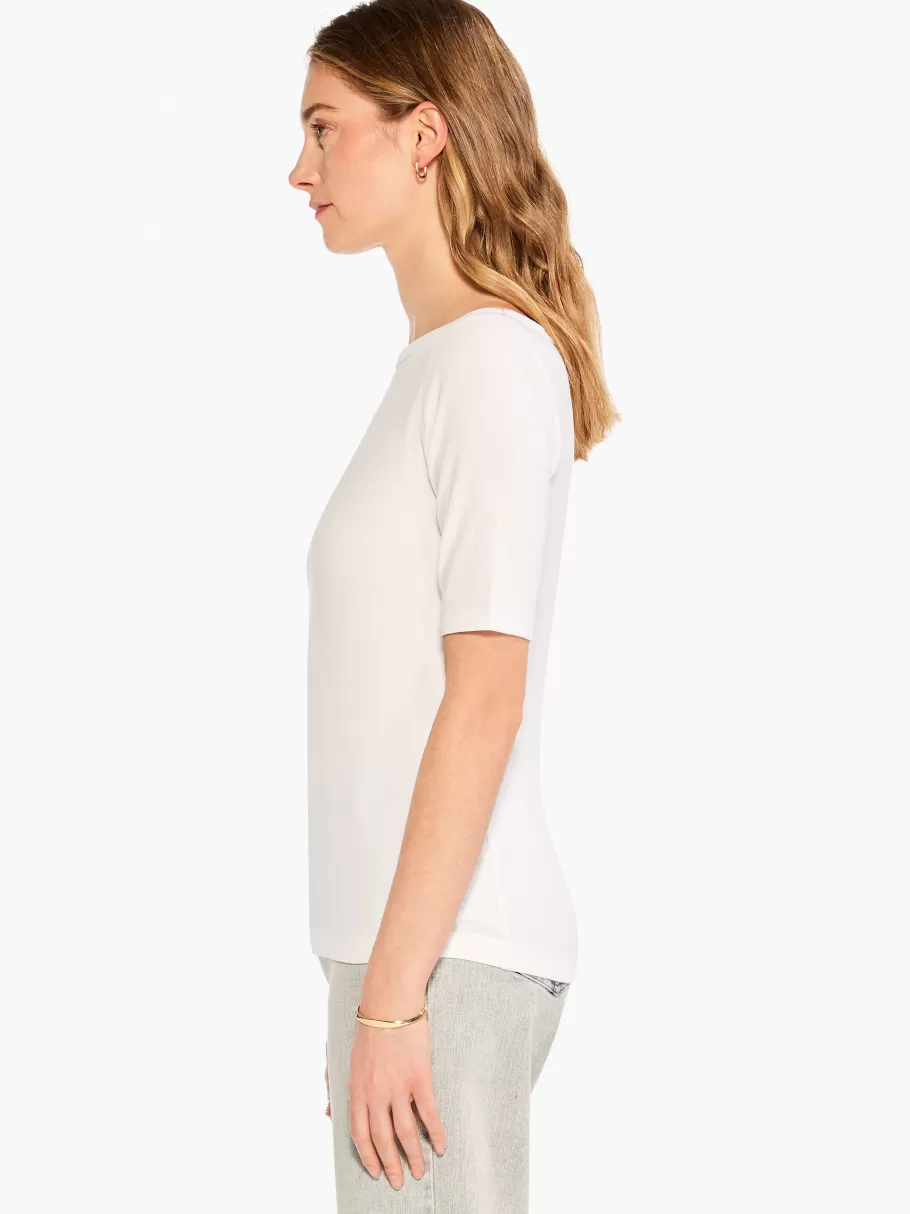 NIC+ZOE Perfect Knit Rib Elbow Sleeve Boat Neck Tee^Women Knit Tops + Tees