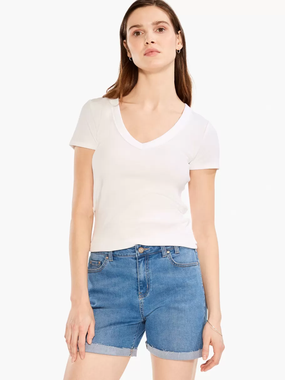 NIC+ZOE Perfect Knit Rib Short Sleeve V Tee^Women Knit Tops + Tees