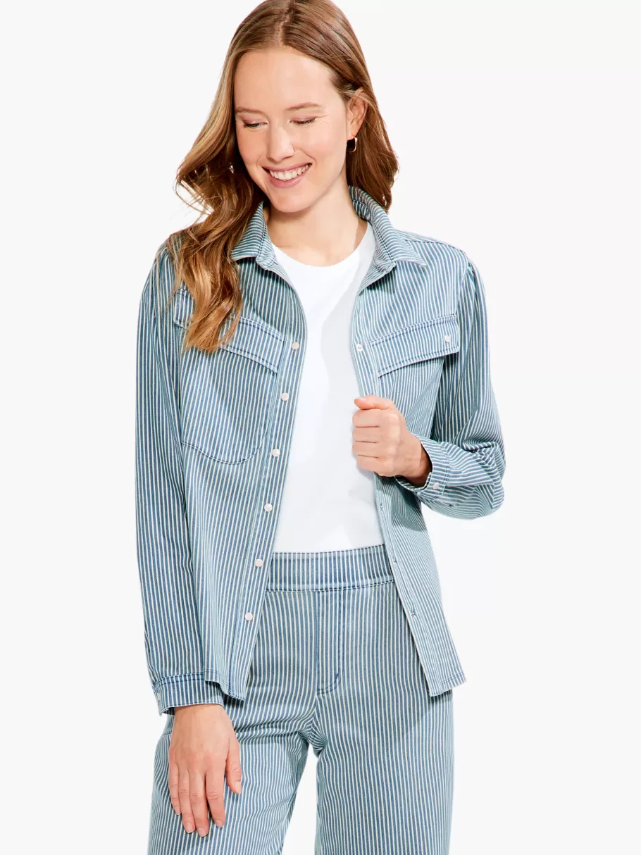 NIC+ZOE Railroad Stripe Shirt Jacket^Women Jackets + Blazers