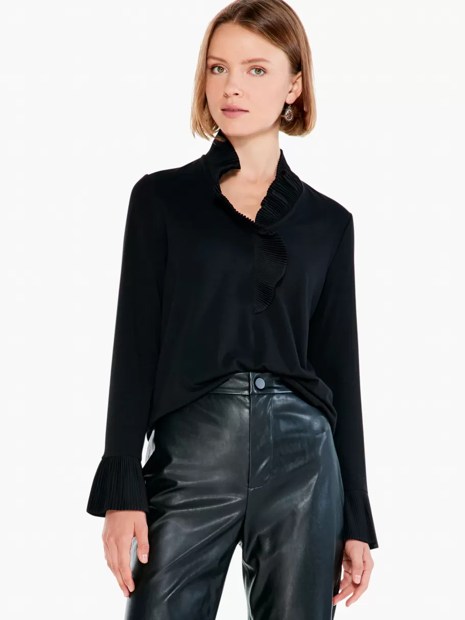 NIC+ZOE Ruffled Up Top^Women Knit Tops + Tees