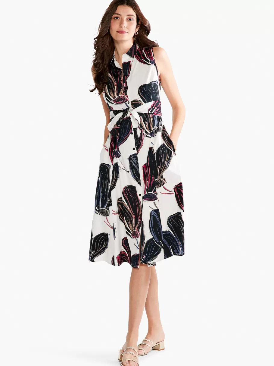 NIC+ZOE Stamped Flowers Shirt Dress^Women Dresses + Skirts