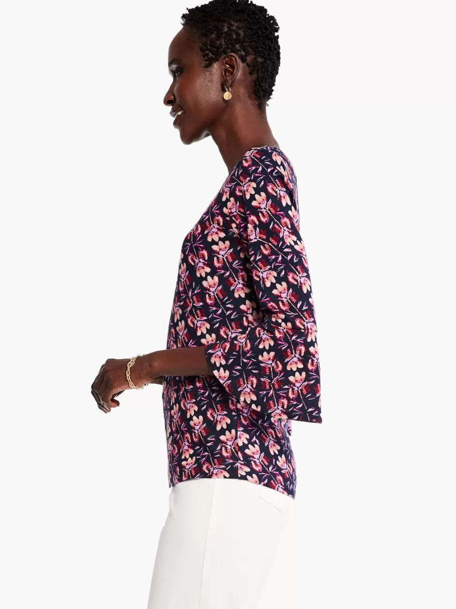 NIC+ZOE Stamped Petals Top^Women Knit Tops + Tees