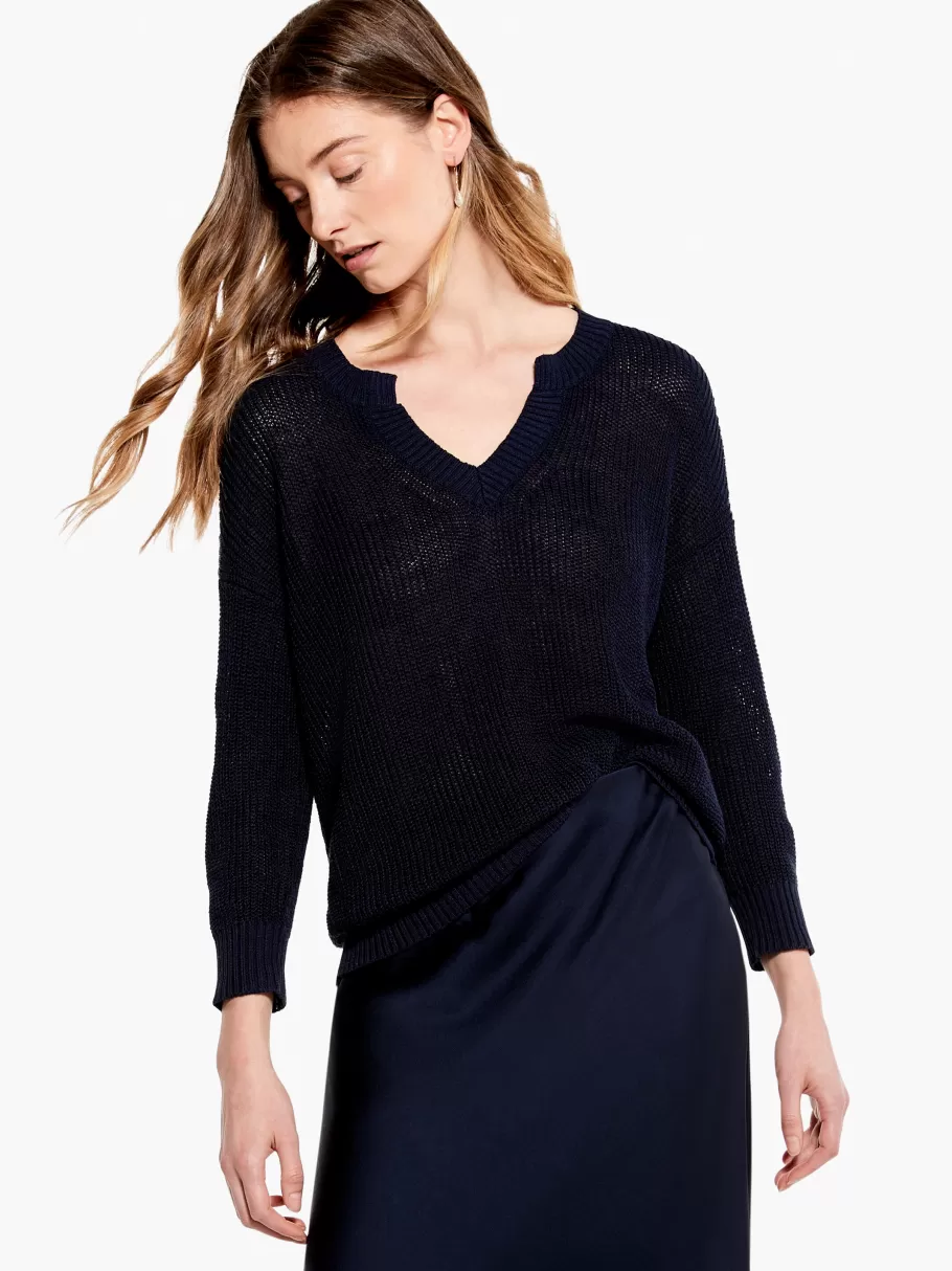 NIC+ZOE Summer Split Neck Sweater^Women Sweaters