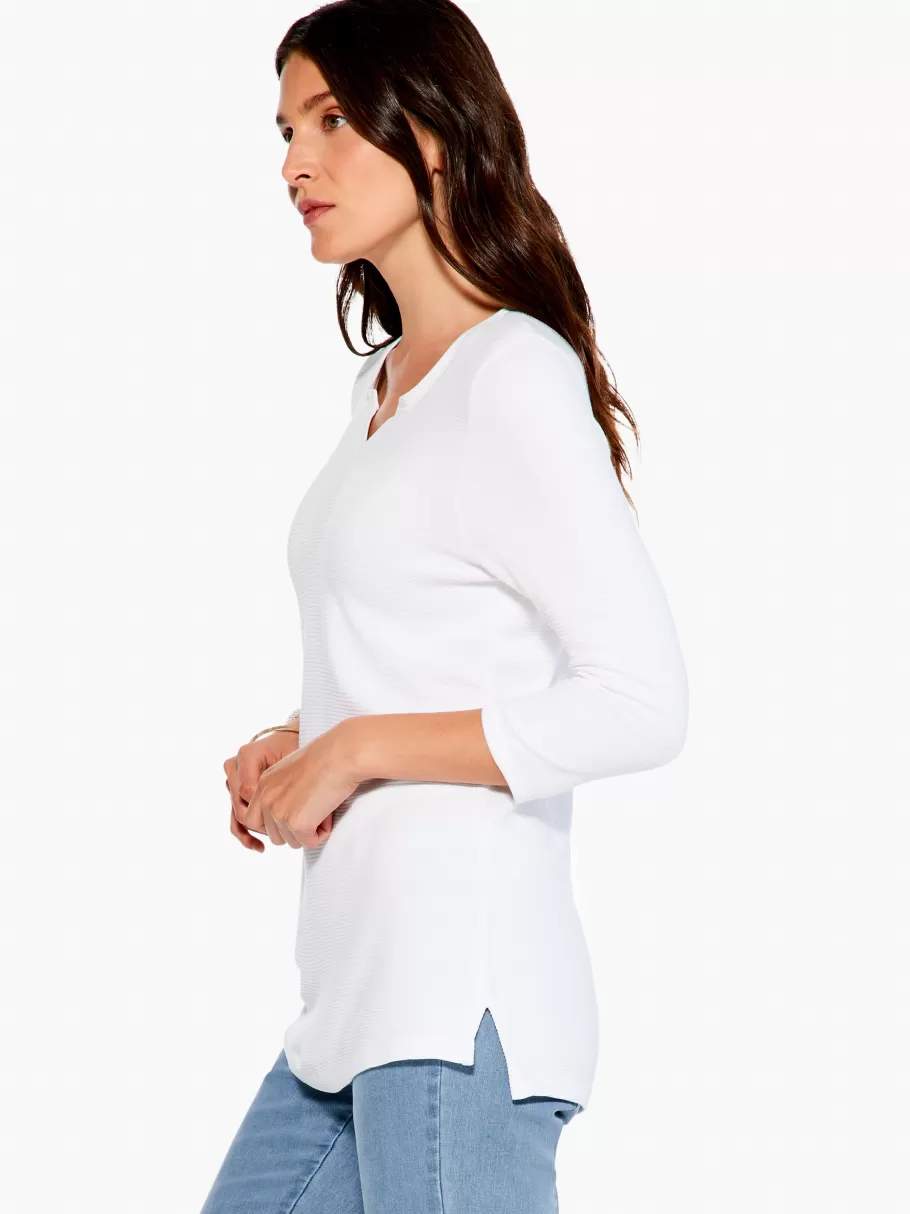 NIC+ZOE Textured Drape Top^Women Knit Tops + Tees