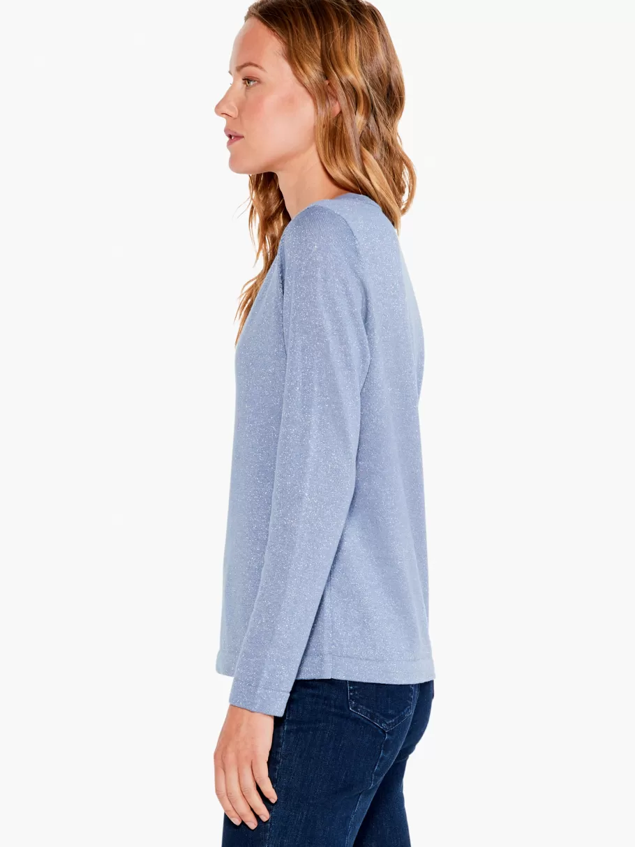 NIC+ZOE V Neck Long Sleeve Shimmer Sweater Tee^Women Sweaters