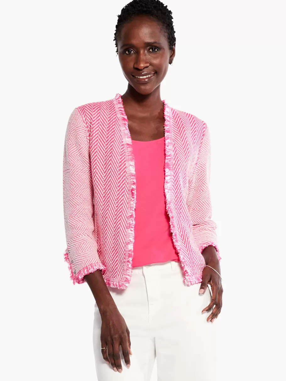 NIC+ZOE Zig Zag Fringe Mix Knit Jacket^Women Jackets + Blazers